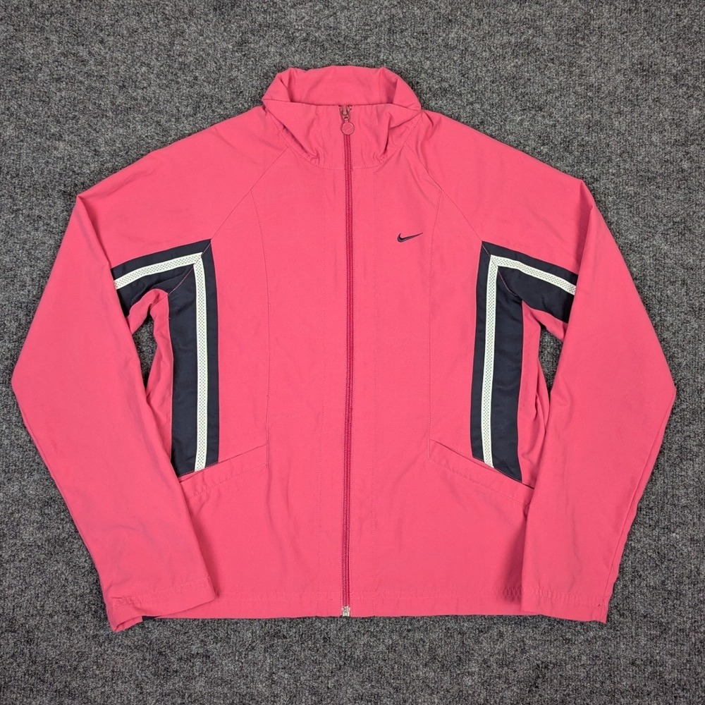 Nike Pink Track Jacket Womens Small Full Zip Side Stripe Windbreaker 251314